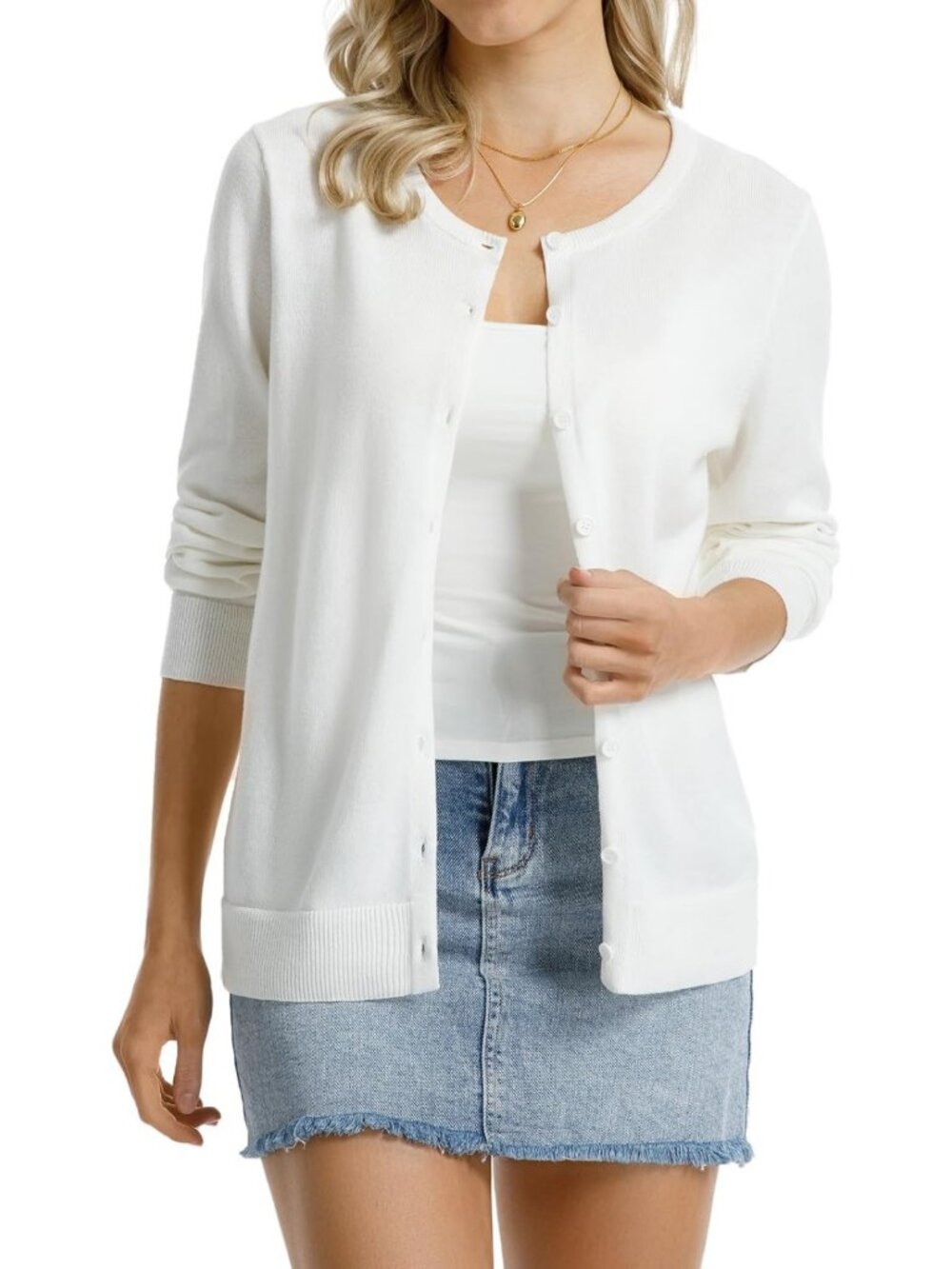 Lightweight 100% Cotton Long Sleeve Cardigan Sweater for Women - Cozy & Stylish